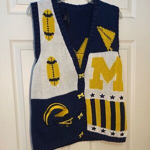 MICHI Navy and Yellow Knitted Vest